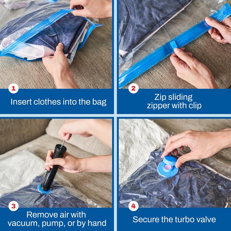 Spacesaver 2 Pack Jumbo Vacuum Storage Bags for Blankets & Clothes â€“ Jumbo Vacuum Sealed Compression Bags with Hand Pump â€“ Space Saver Storage Bags for Bedding, Moving, Travel & Organization - Image 2